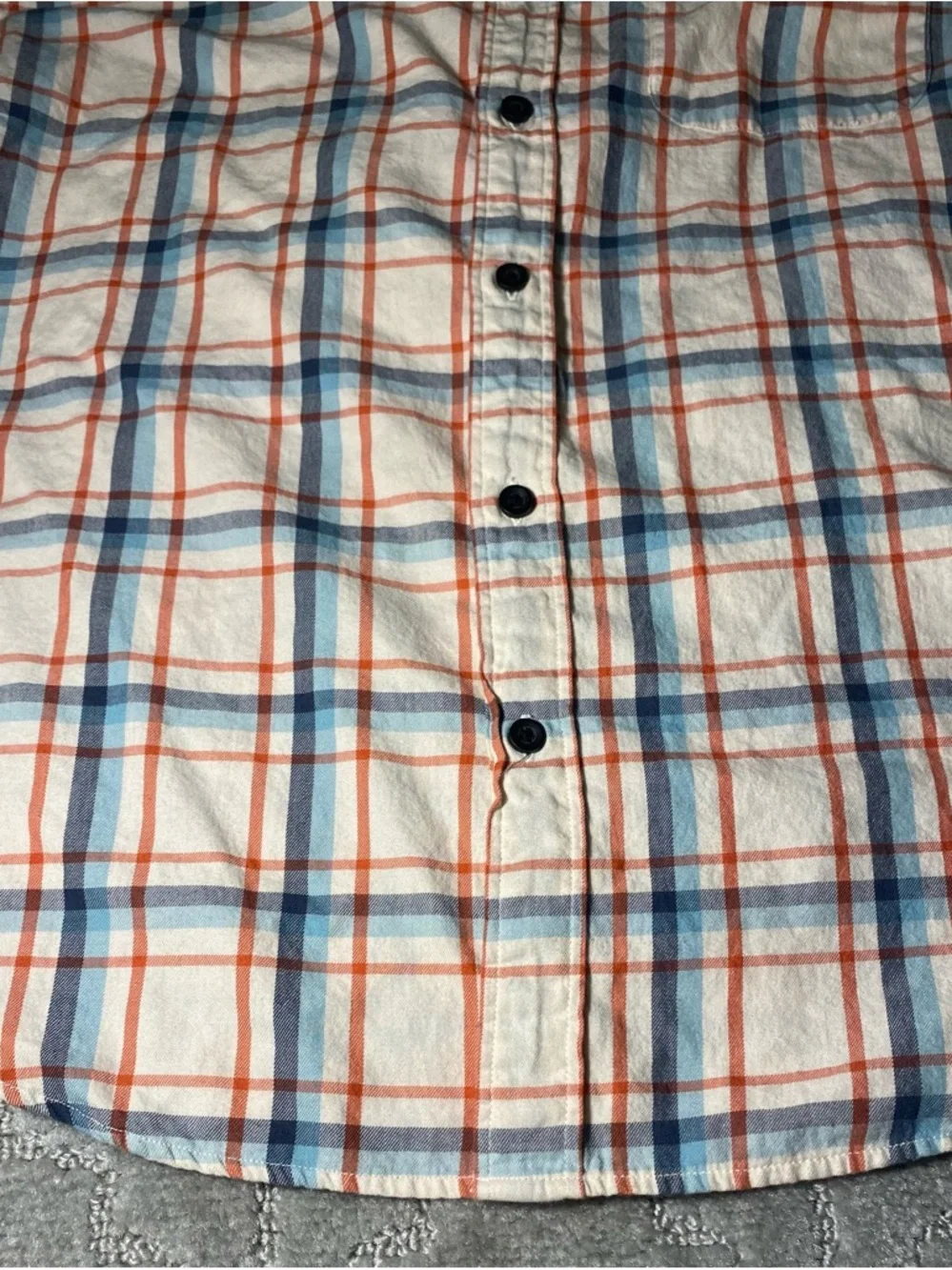 J.Crew Mens L  Plaid Button Down‎ Shirt Cotton Blue Orange Casual Preppy Classic